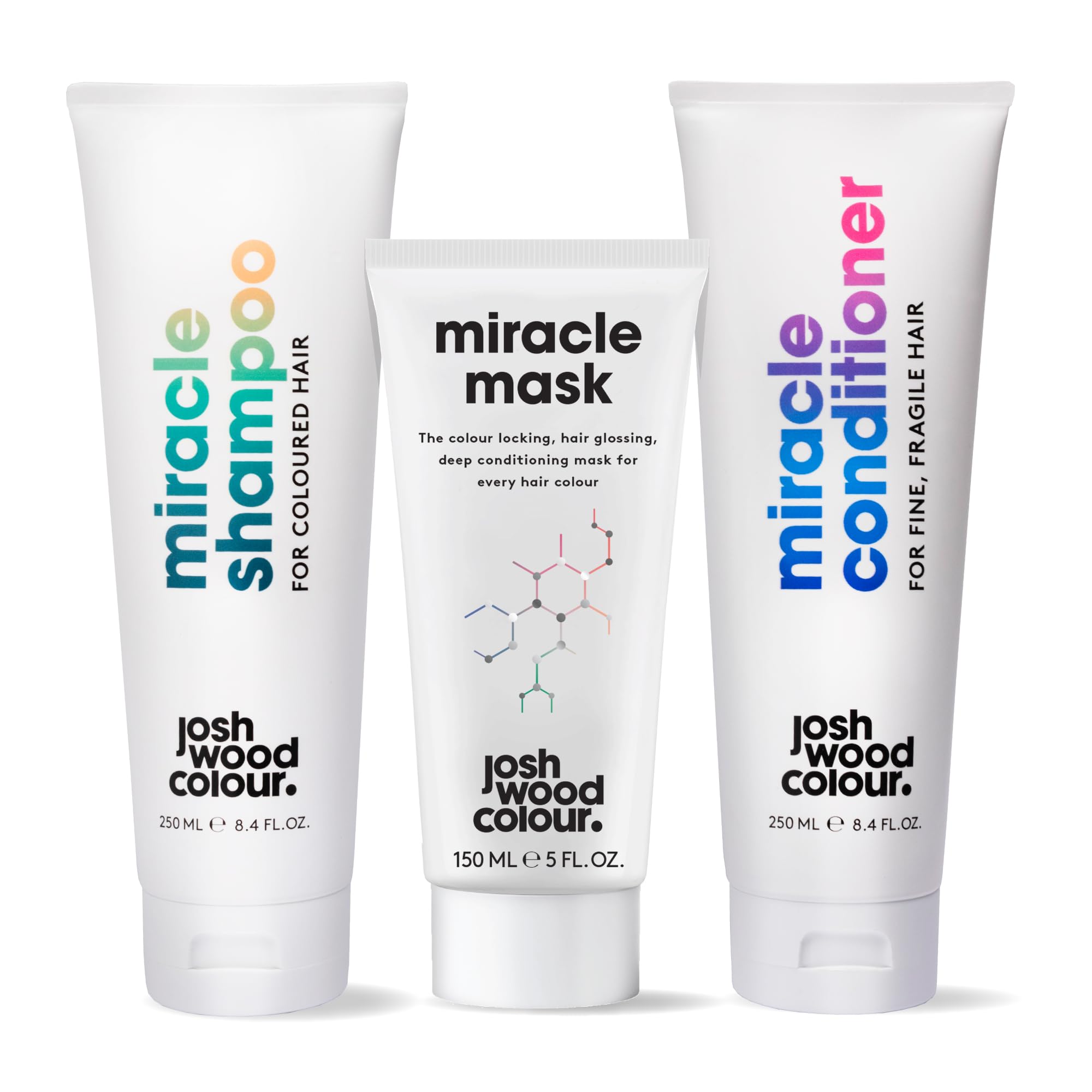 Josh Wood Colour Care Bundle for Fine & Fragile Hair Sulphate free, Body Boosting, Nourishing, Colour protecting, 3 Bottles