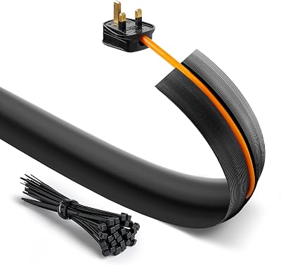 Deeba UK Floor Cable Cover Protector 2M with Cable Ties Non-Slip Wire Management