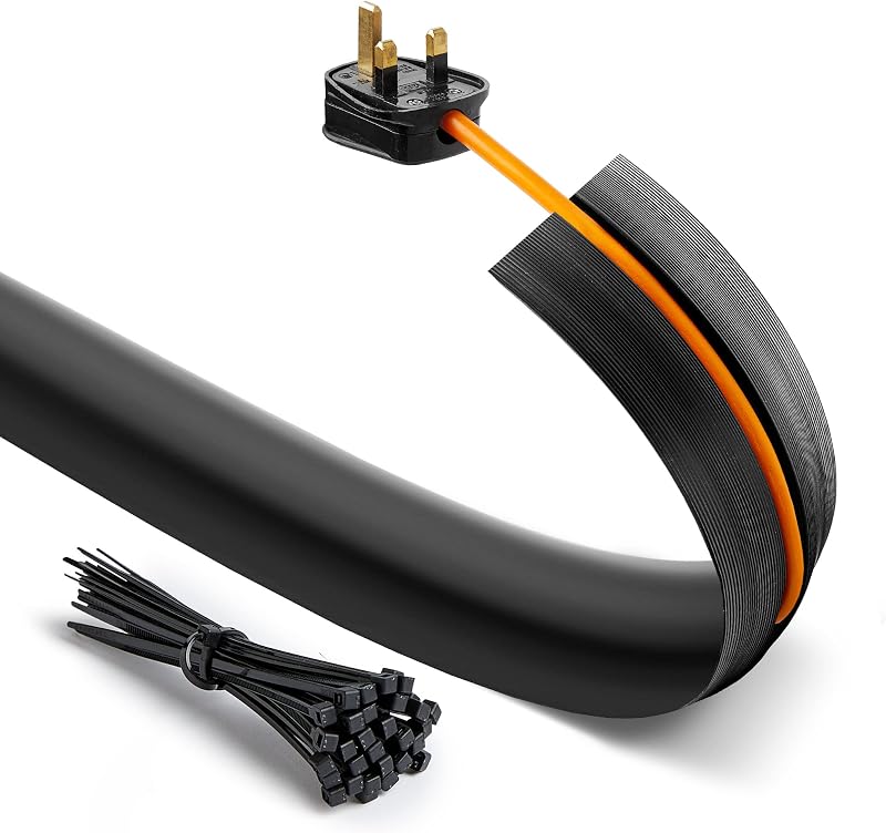 Deeba UK Floor Cable Cover Protector 2M with Cable Ties Non-Slip Wire Management