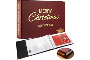 Tenceur Christmas Greeting Card Organizer Set 7 x 10 Inches Photo Postcards Binder Album Christmas Card Holder Book Storage 100 Pages for Birthday Memory Greeting Post Gift