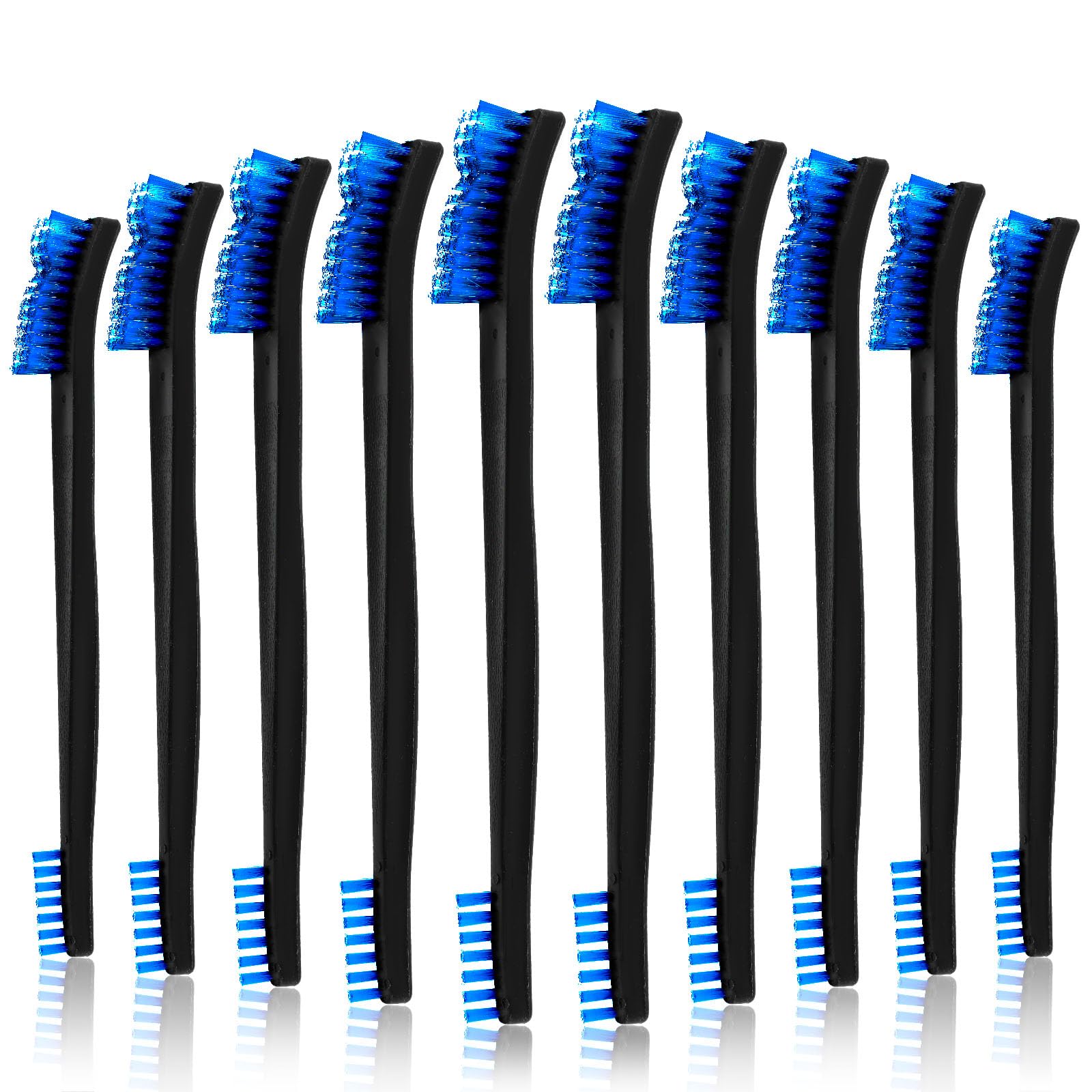 TIESOME Double-Ended Nylon Detailing Crevice Brushes 7Inch All Purpose Small Cleaning Brush Stiff Bristles Brushes (Blue)