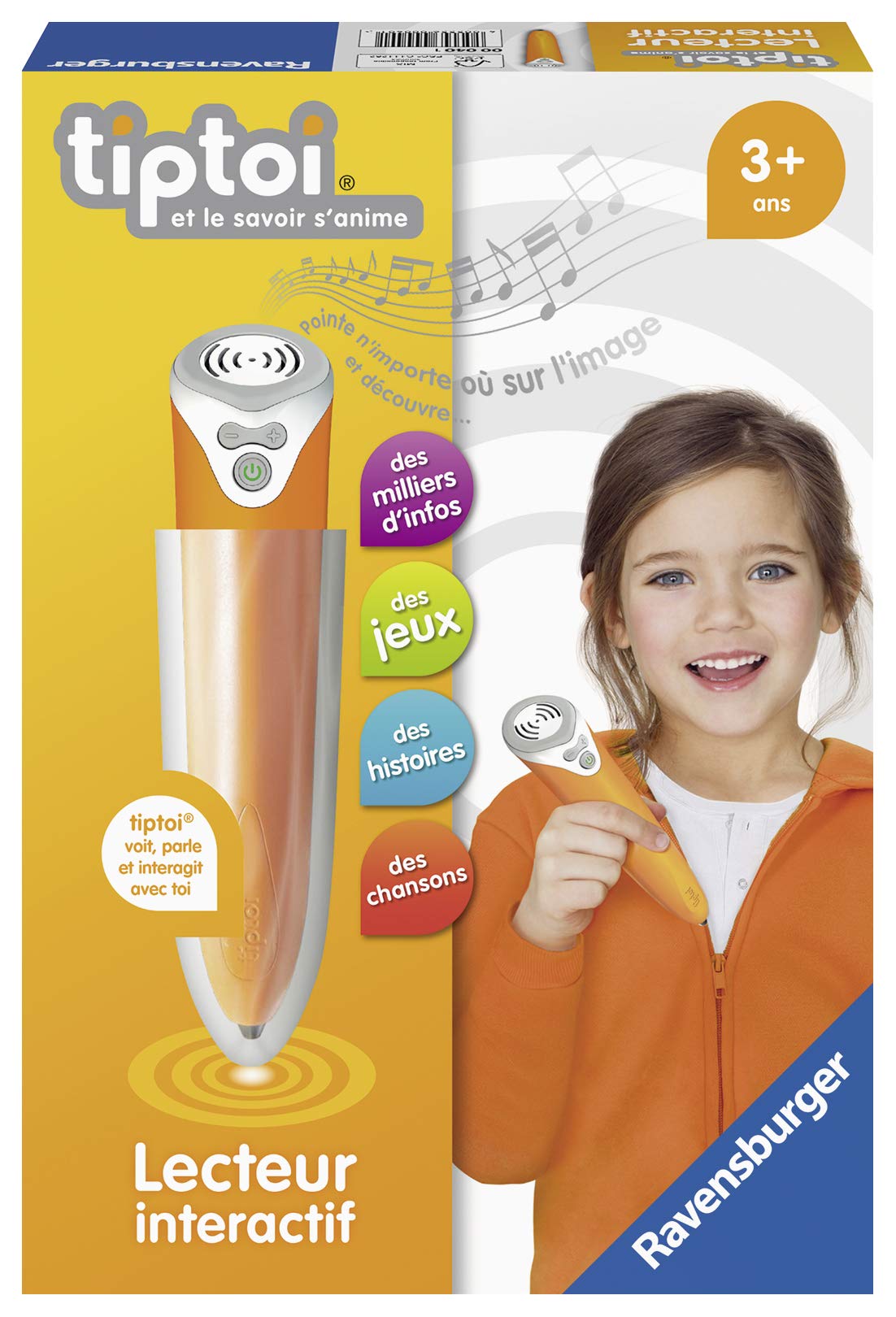 Ravensburger - Tiptoi®- Lecteur Interactif - Jeu Éducatif Électronique, Sans Écran - A Partir De 3 Ans - Version Française - Histoires, Sons, Jeux Et Musiques - 00 040