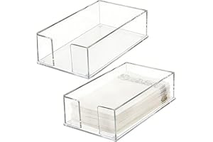 Cididu Set of 2 Acrylic Guest Towel Napkin Holder, Clear Paper Towel Storage Tray Cocktail Dinner Napkin Holder, Disposable P