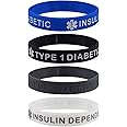 Max Petals Type 1 Diabetic Insulin Dependent Medical Alert ID Silicone Bracelet Wristbands