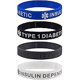 Max Petals Type 1 Diabetic Insulin Dependent Medical Alert ID Silicone Bracelet Wristbands