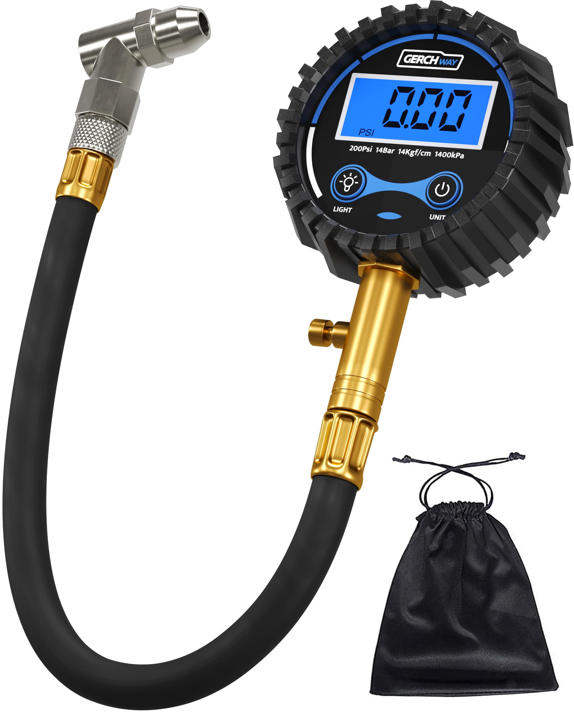 Photo 1 of Digital Tire Pressure Gauge 200 PSI - Accurate Air Pressure Gauge for Tires with Easy-to-Read Numbers & 45° Angle Chuck