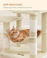 Feandrea Cat Tree Tower 112 cm Multi Level Plush Condo Beige PCT261M01 view 5