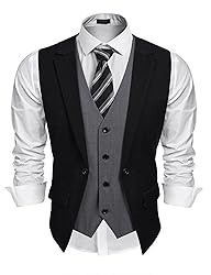 Coofandy Mens Formal Fashion Layered Vest Waistcoat