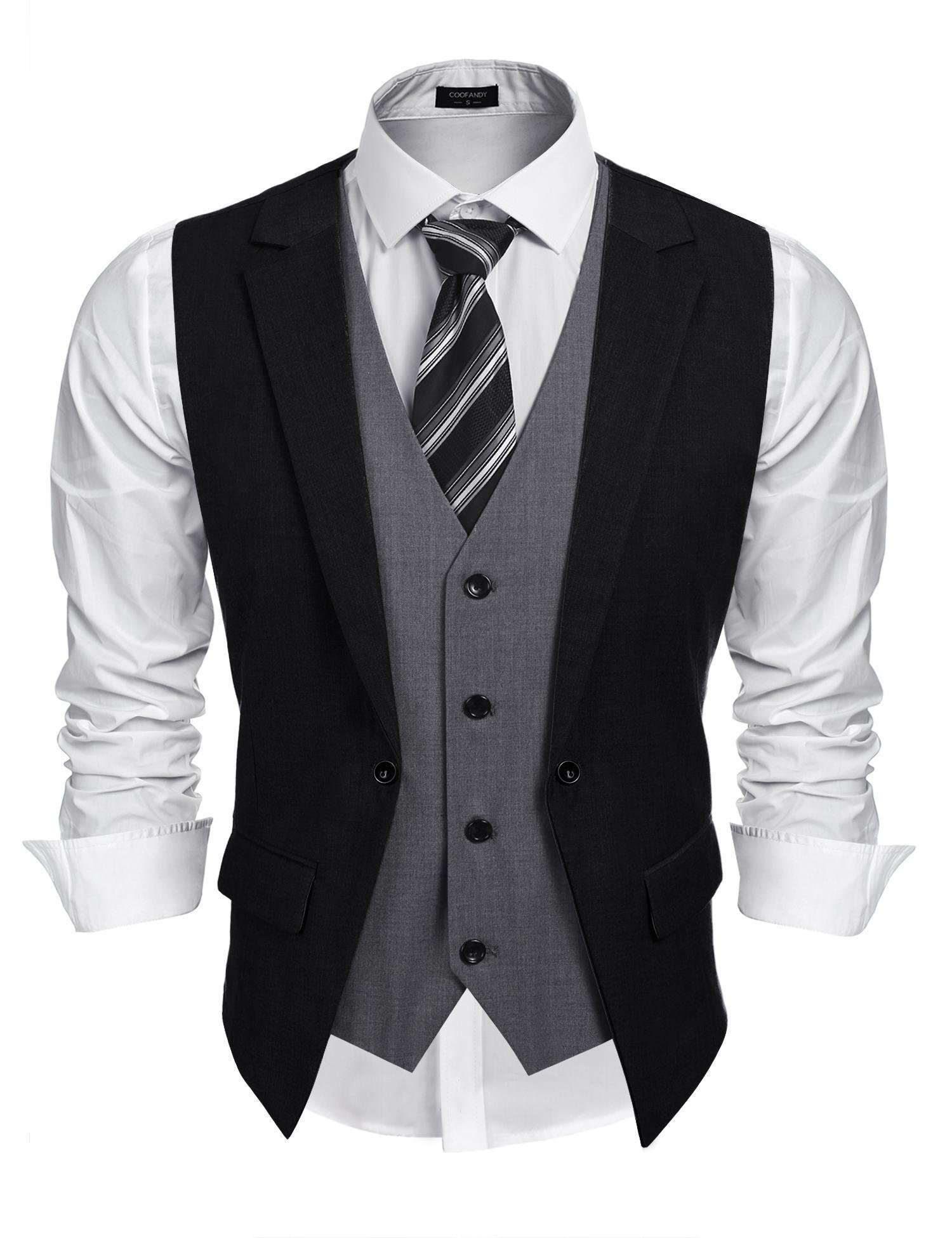 Coofandy Mens Formal Fashion Layered Vest Waistcoat