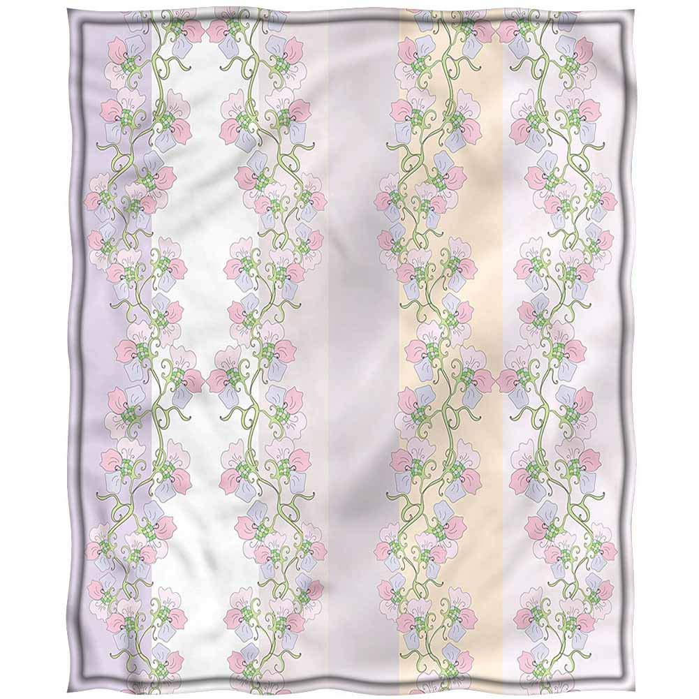 HouseDecor Fleece Blanket Twin Size，Floral Blanket for boy Silky Soft Plush Blanket Flourishing Ivy Plant Blooms Breathable Easy Care
