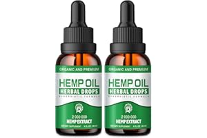 DRLOTON Hemp Oil High Potency-Hemp Drops Max Strength 100% Pure Natural Hemp Oils Extract （2 Pack - Best Edible Hemp Supplement for Adult,Made in USA (Natural)