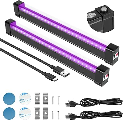 URAQT 2 Pack UV LED Black Light Bar 10W USB 395-400nm Halloween Party