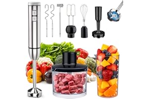 YODHOSA Immersion Blender 8 in 1 Hand Blender Max 1000W Heavy Duty Motor, 16 Speed & Turbo Mode Handheld Blenders Electric Si