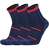 Busy Socks 3 Pack Men's Merino Wool Running Quarter Socks Womens Ankle Thick Cushioned Athletic Socks for Hiking Walking