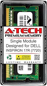 A-Tech 8GB RAM for DELL INSPIRON 17R (7720) | DDR3 1600MHz SODIMM PC3-12800 204-Pin Non-ECC Memory Upgrade Module
