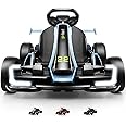 Hikole Go Kart with Adjustable Seat, 24V Electric Drift Kart Car for Kids Ages 6-12, 4 Speeds, 8.5MPH, LED Lights, 300W Powerful Motor, 24 Volt Ride on Toys Crazy Cart, Blue