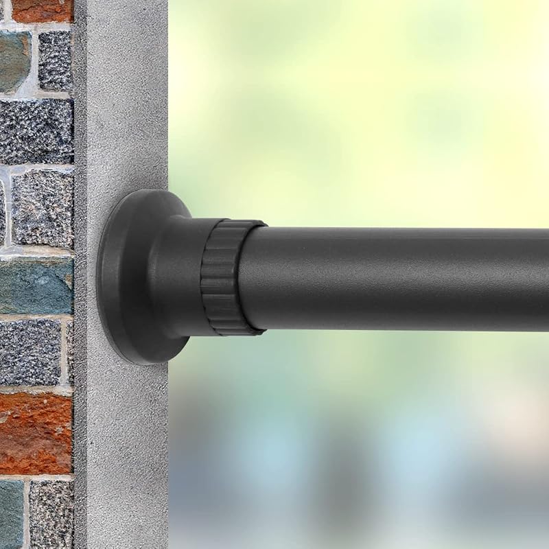 Vailge Tension Rod Shower Rail Curtain Poles 210-310CM Black