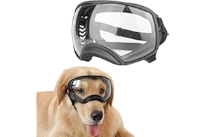 NAMSAN Dog Goggles for Large Dogs, Clear Lenses, Dog Sunglasses Medium to Large Breed, Anti-UV Doggie Eye Protection, Adjustable Driving Glasses, Windproof Dustproof, Black