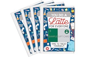 Tiny Expressions – Medical Appreciation Coffee Gift Card Holders (4 Pack) | Set of 4 with Envelopes | Hospital Themed 5"x7" Gifts for Nurses, Doctors, Medical Assistants & Employees | Made in USA