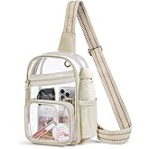 Missnine Clear Bag for Stadium Events Clear Sling Bag Fanny Pack Crossbody Purse for Sport Concert with Side Mesh Pocket