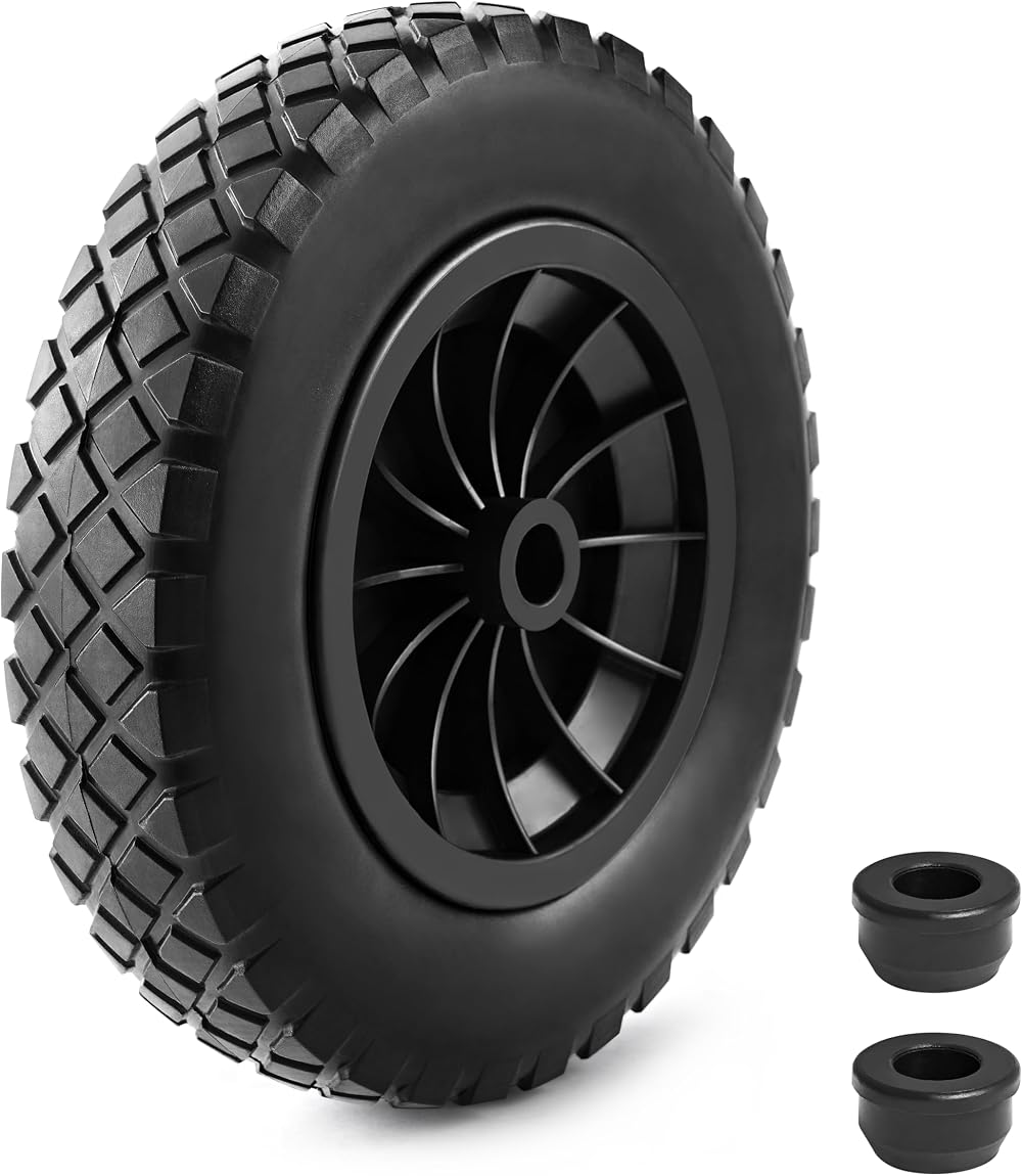 Vivo Technologies 14" Wheelbarrow Wheel PU Puncture Proof 3.50-8 Solid Tire