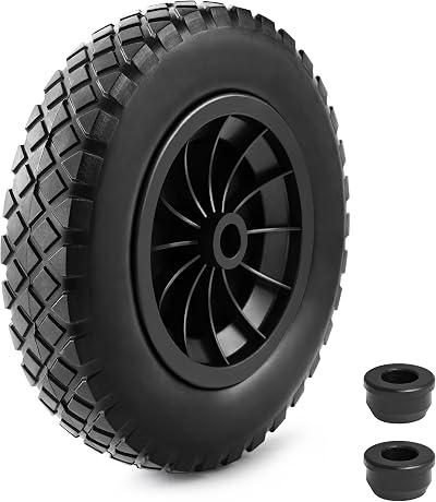 Vivo Technologies 14" Wheelbarrow Wheel PU Puncture Proof 3.50-8 Solid Tire