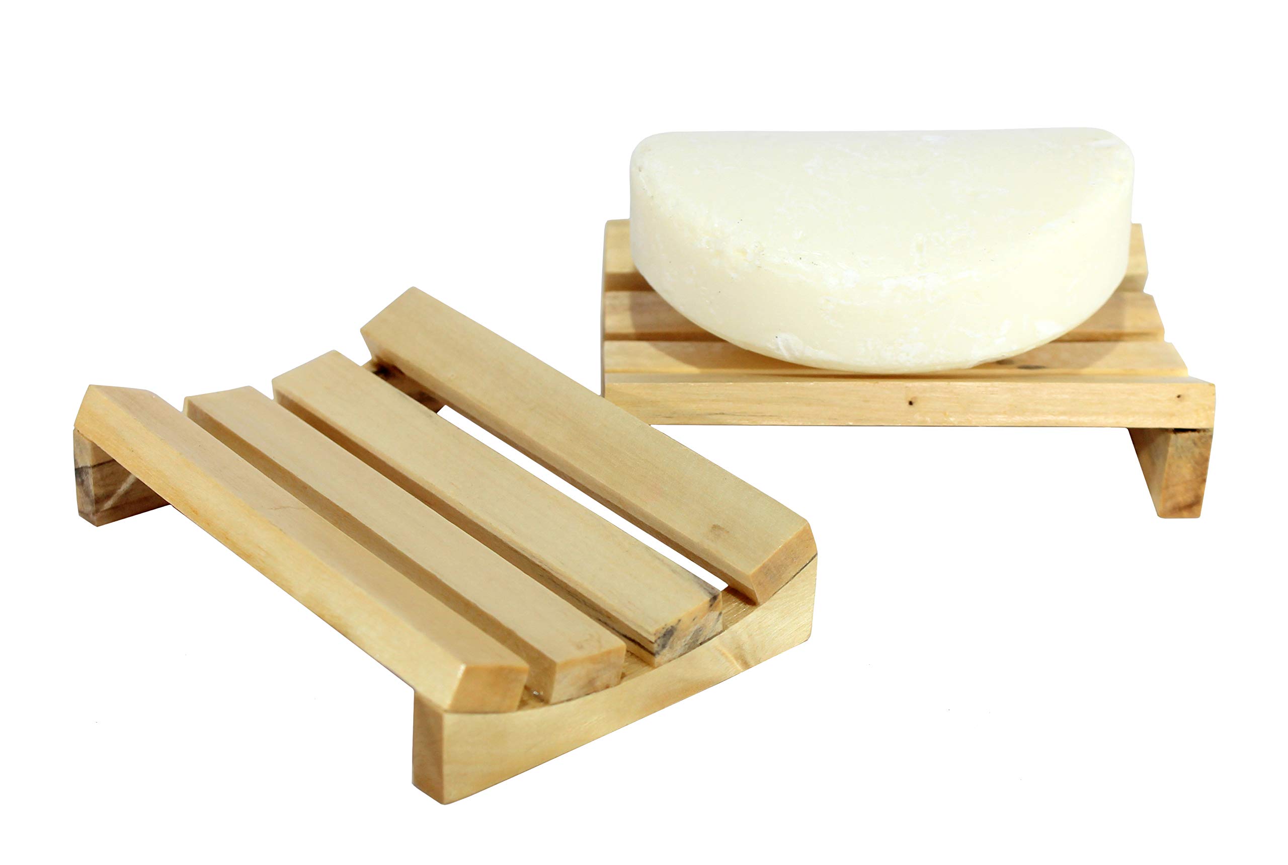 KLEO - Wooden Soap Dish in Set of 2 | Wooden Soap Holder Case Bath Set Bathroom Accessories