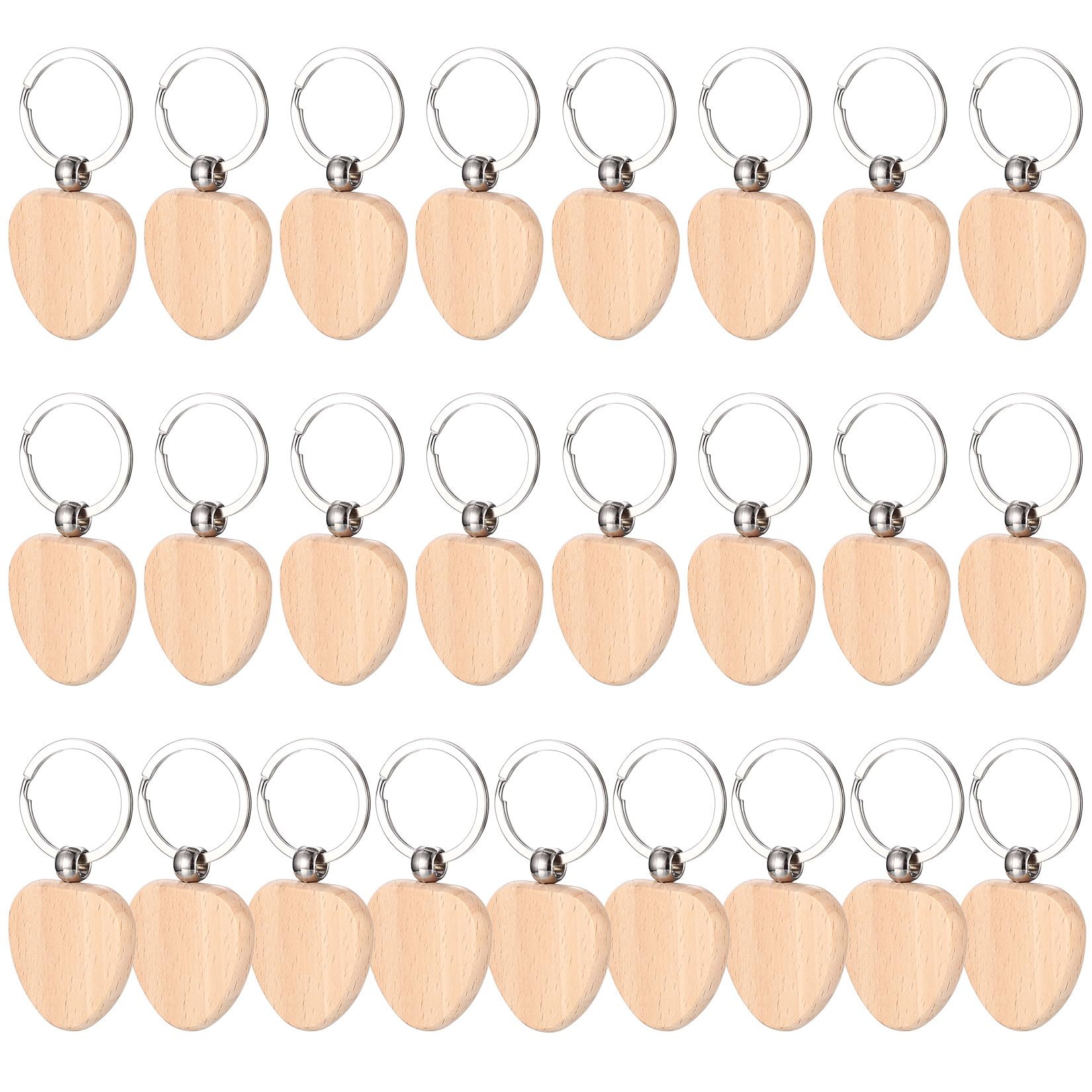 DAJMAIEZ 25 Pcs Wooden Heart Keyring Blanks, Keychains, Keyrings, Heart Key Tags for DIY Crafts, Personalized Pyrography, Engraving Projects, Perfect for Custom Creative Decorations and Handcrafting