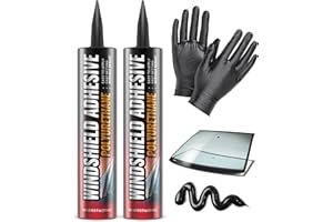 FORTIVO [2 Pack] Polyurethane Windshield Adhesive - Quick Curing & Weather Resistant Auto Glass Adhesive, Vertical & Overhead Application, Windshield Repair Kit with Gloves, Applicator Tip & Cartridge - 310ml