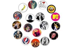 GTOTd I Love Rock and Roll Pins Set(18 Pack,2.28 Inch）Cool Brand Brooch Pin Badges Music Singer Pins for Clothing Bags Backpack Jackets Accessories Supplies DIY Crafts
