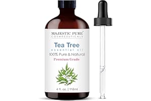 Majestic Pure Essential Oil with Glass Dropper - 100% Pure and Natural - Essential Oils for Diffuser, Aromatherapy, Soap and Candle Making, Tea Tree Essential Oil, Tea Tree Oil, 4 Fl Oz
