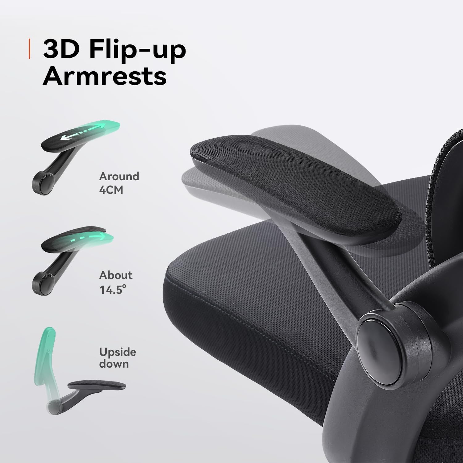 SIHOO M102C Ergonomic Mesh Office Chair, High Back desk chair with 3D Armrests, Up&Down Lumbar Support, Swivel Computer Task Chair, Black