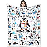 Penguin Blanket Gifts for Girls Women Ultra Soft Flannel Penguin Throw Blanket Penguins Lovers Birthday Gifts Decor Stuff 50" x 40"