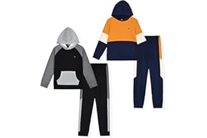 TONY HAWK Boys Jogger Sets for Kids 2 Pack Fleece Hoodie and Pull-On Sweatpants for Kids Skateboarding