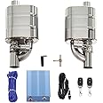 Valved Muffler Kit, Perfommance Exhaust Muffler Vacuum Valve Cutout Single Inlet Single Outlet Remote Control (76mm/3in muffler kit)