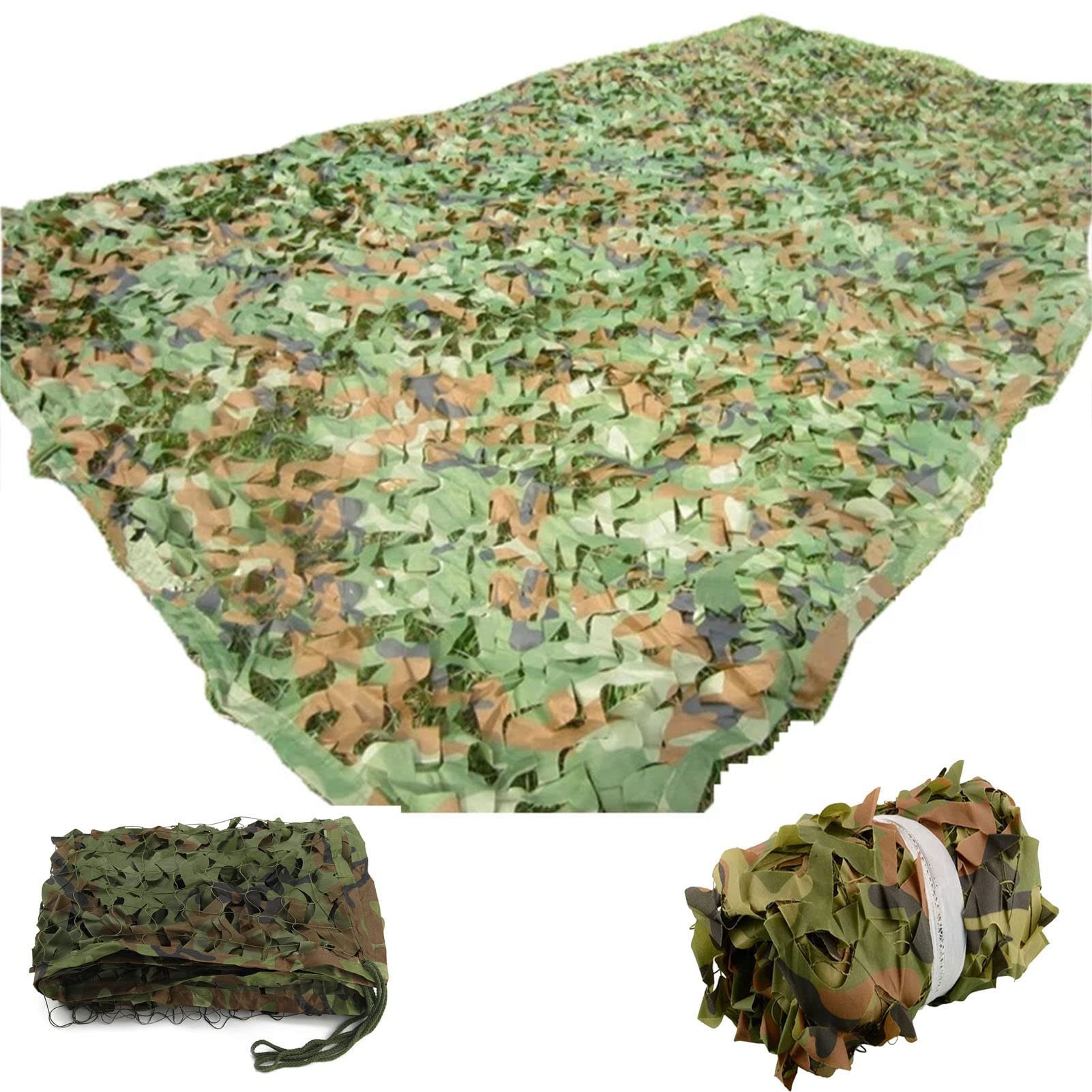UKUSI Camouflage Woodland Netting, 4M*6M Woodland Army Camouflage Net,210D Oxford Cloth Camping Military Hunting Shooting Sunscreen Nets for Decoration Camping Theme Party (3M*3M)