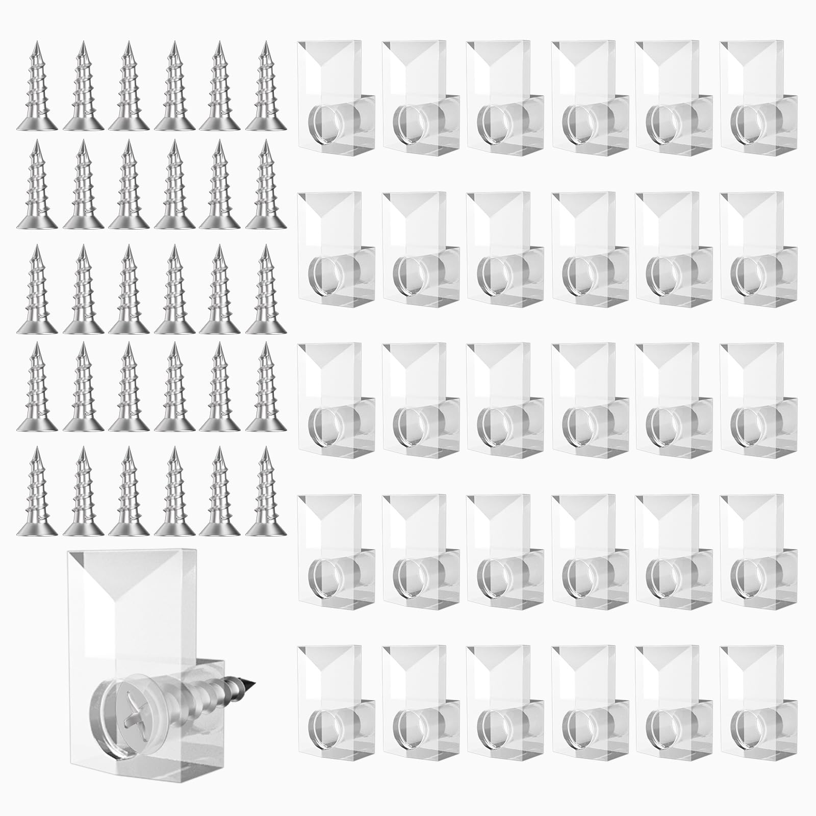 Photo 1 of 30Pcs Mirror Hanging KIT - Mirror Clips for Frameless Mirror & Wall MOUNTING - Mirror Hangers for The Wall - Mirror Holder Clips - Hangers - Clear Plastic Mirror Clips Kit for Frameless Mirrors