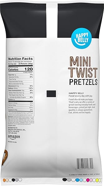 AMAZON BRAND – HAPPY BELLY MINI TWIST PRETZELS, 1 POUND (PACK OF 1)
