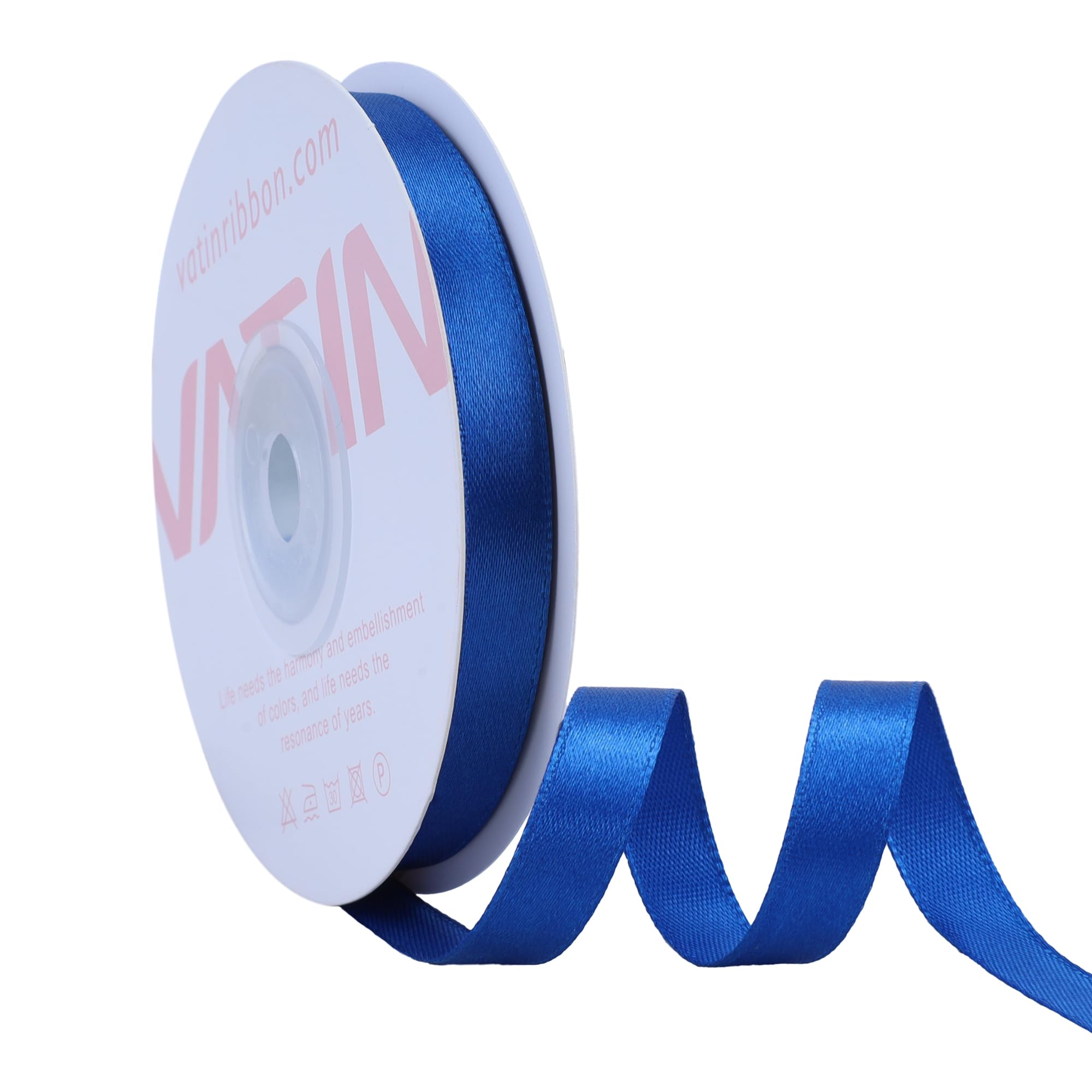 VATIN Royal Blue Satin Ribbon Polyester 10mm X 23m(25 Yards) Craft Fabric Ribbon Perfect for Gift Wrapping,Hair Bow,Party Balloon Trimming, Cake Decoration Sewing and Other Craft Projects