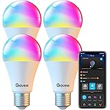 Govee Smart Light Bulbs, Dimmable RGBWW Color Changing LED Bulbs, Work with Alexa & Google Assistant, No Hub Required, 9W 60W