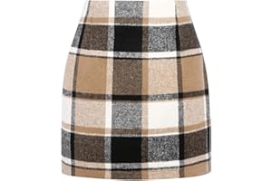 IDEALSANXUN Womens High Waist Plaid Skirt Bodycon Pencil Wool Mini Skirts