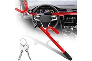 PUSSMOG Steering Wheel Lock Anti-Theft Locking Device,，Adjustable Steering Wheel Lock for Cars Trucks Vans and SUVs with 3 Ke