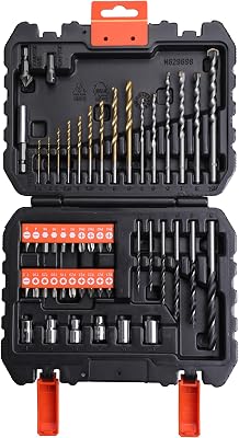 Black+decker a7188 conjunto de 50 peças com pontas e pontas para aparafusar e furar brocas de titânio