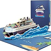 IKSAMY Cruise Ship Card Pop Up - 3D Greeting Card Cruise Ship, Birthday Gifts for Cruise Lovers, Kids, Men, Retirement Gift for Woman Men, Graduation Gift Card, Anniversary Card
