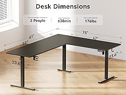 WALKINGDESK 75x61 Inches Reversible L Shaped