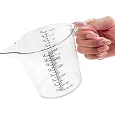 16 oz (2 Cup) Liquid Measuring Cup, Food-Grade Plastic Measuring Cup with Laser-Etched Markings, Clear Single Measuring Cup
