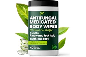 TERRAMED JUST THINK COMFORT Body Wipes for Men & Women | Cleansing Body Wipes for Wrestling, Combat, Gym, Camping I Medicated with 1% Tolnaftate, Tea Tree Oil | Treats Ringworm, Jock Itch, Athlete's Foot | 40 Wipes
