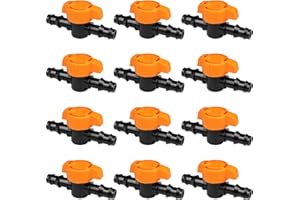 12 Pcs Drip Irrigation Barbed Shut Off Valves Fits for 1/2" & 5/8" Drip Tubing (.580-.620" ID), Anti-Drop Water Flow Control 