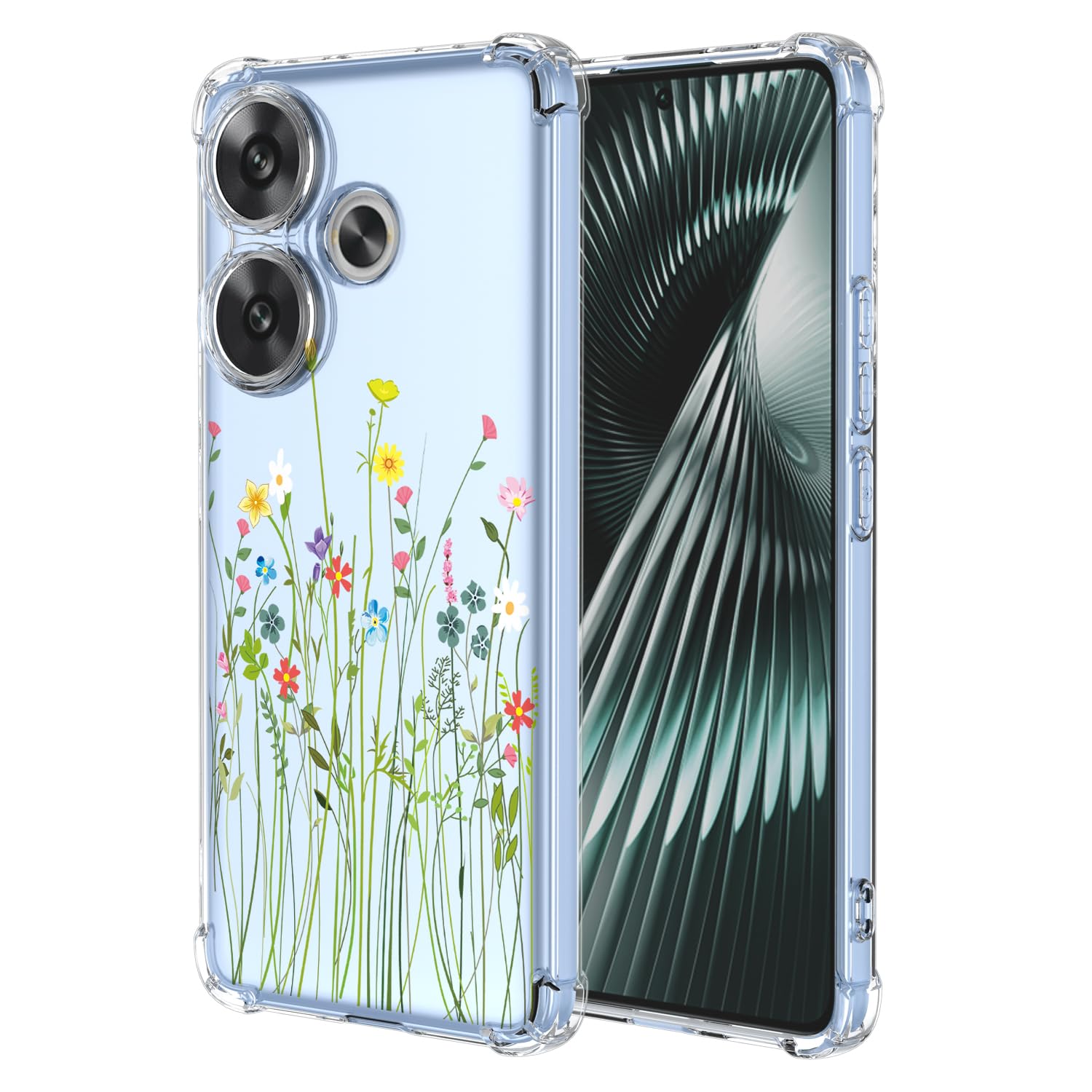 XINYEXIN Clear Case for Xiaomi Poco F6 5G Flowers Floral Pattern Design Slim Shockproof Transparent Soft TPU Bumper Case Protective Cover - Gardening