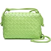 Honikoo Woven Crossbody Bags for Women Handmade Woven Purse Shoulder Bag Small Handbag PU Leather Purses Bag
